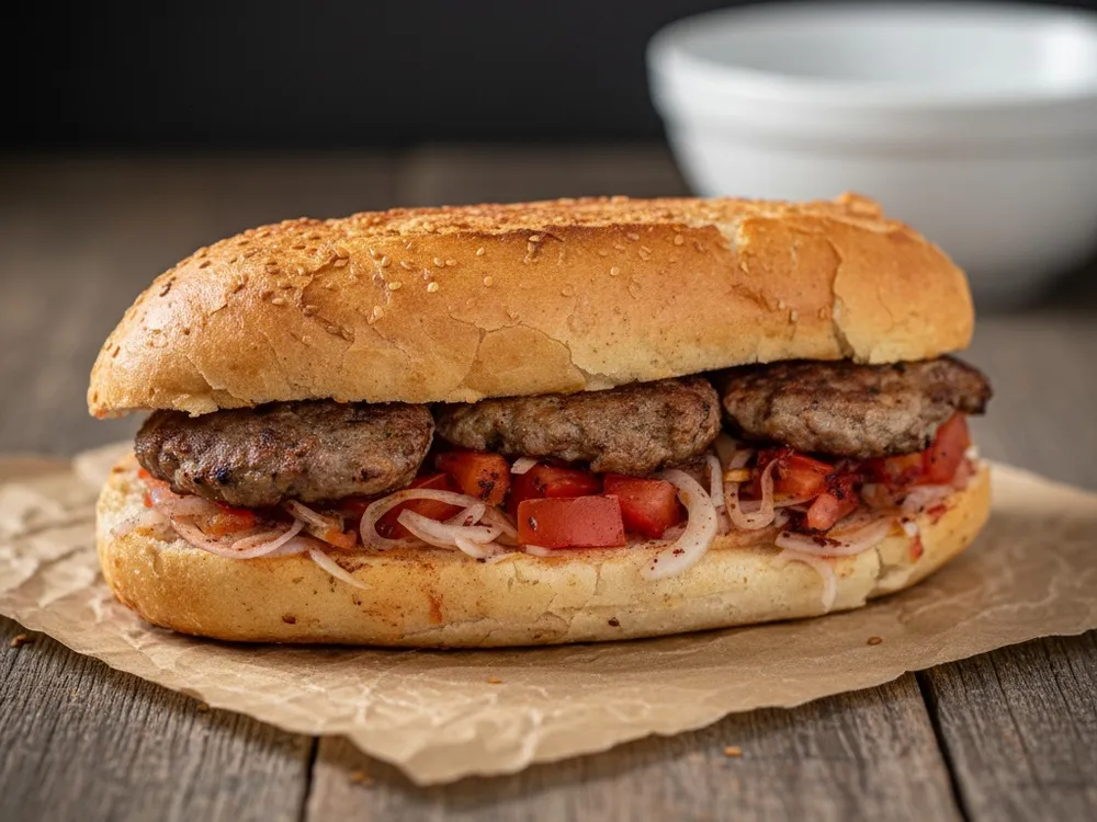 Ekmek arası et köfte / Мясные котлетки внутри батона