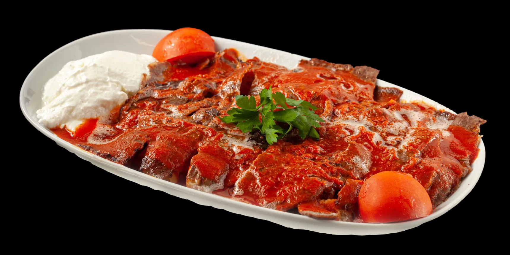 Et İskender / Традиционный Искендер-кебаб с мясным донером